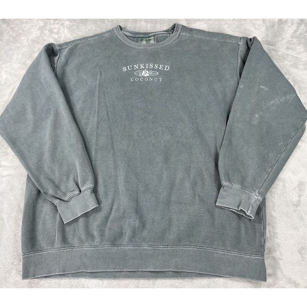 Sunkissed Coconut Comfort Colors Sweatshirt XL Green Crewneck Faded